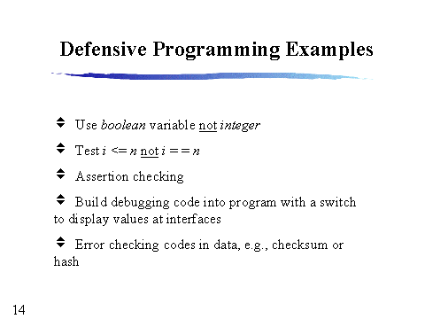 Defensive Programming Examples